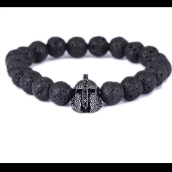 Black lava rock black rodhium cz gladiator helmet - Picture 4 of 8